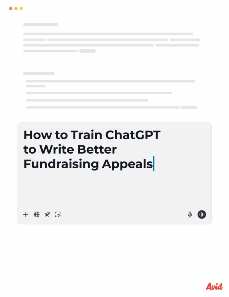 Image of the "How to Train ChatGPT to Write Better Fundraising Appeals" guide
